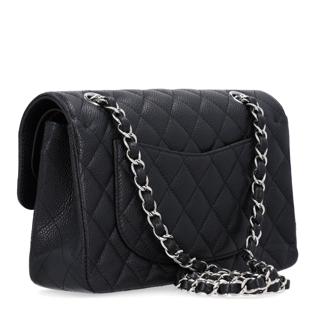 Caviar Quilted Small Double Flap Black
