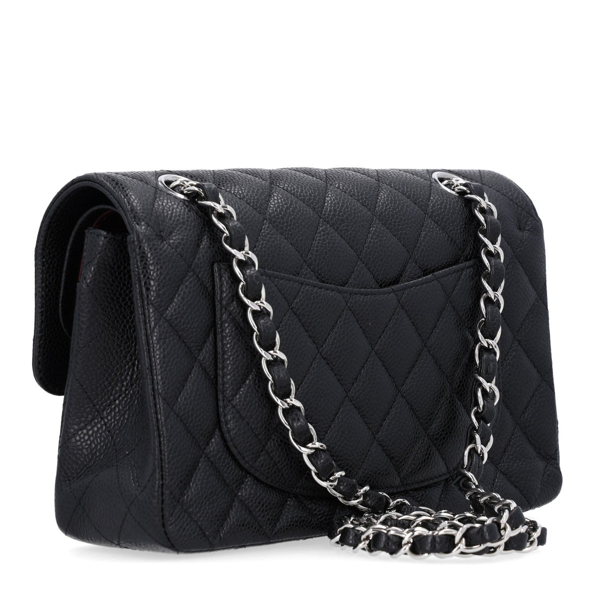 Caviar Quilted Small Double Flap Black