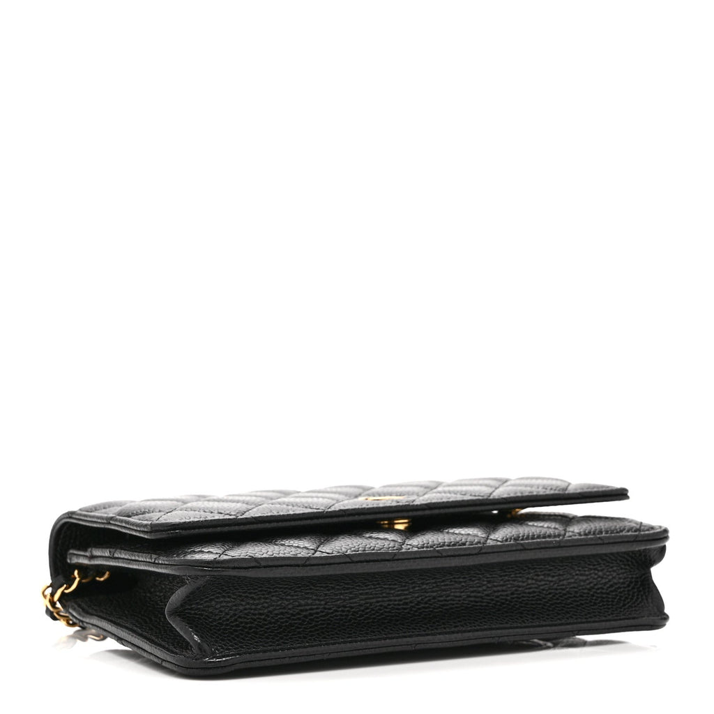 Caviar Quilted Wallet on Chain WOC Black