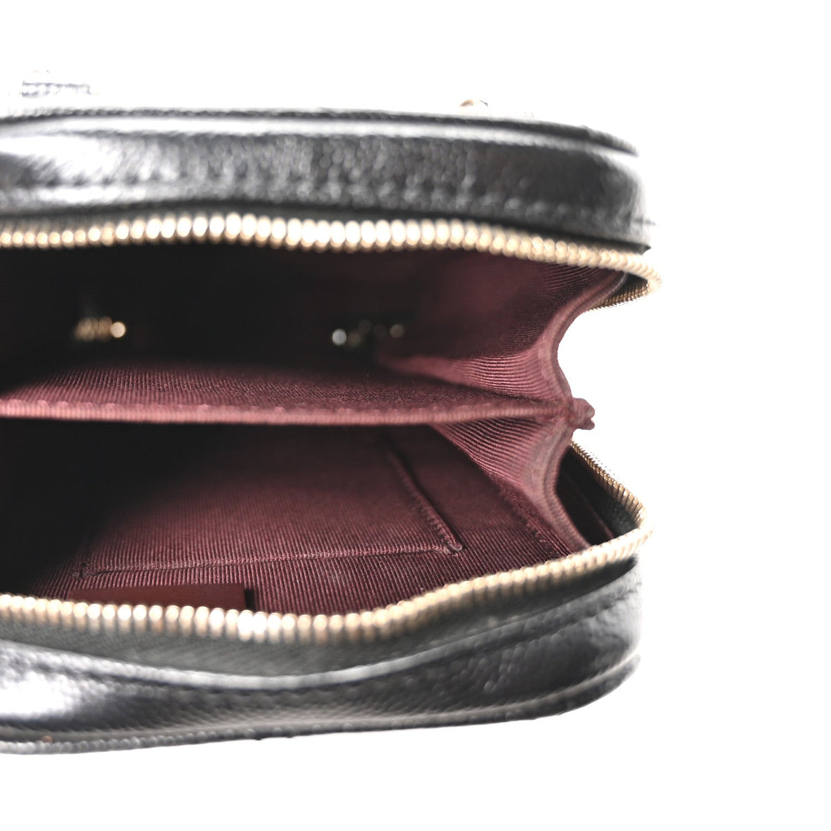 Caviar Quilted Phone Holder Wallet On Chain WOC Black