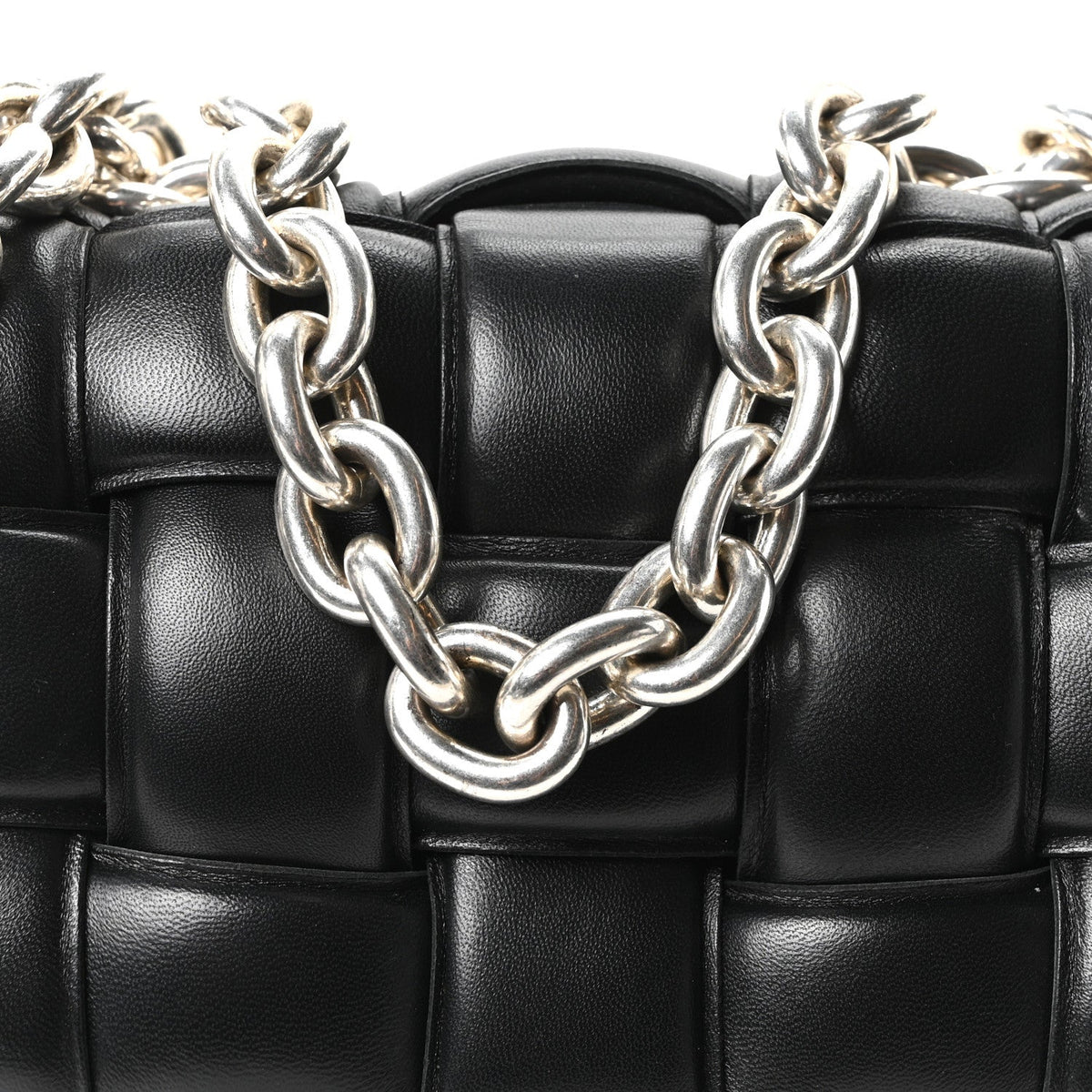 Lambskin Maxi Intreccio Padded Chain Cassette Crossbody Bag Black