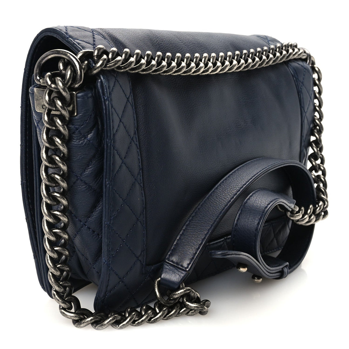 Calfskin New Medium Boy Reverso Flap Navy