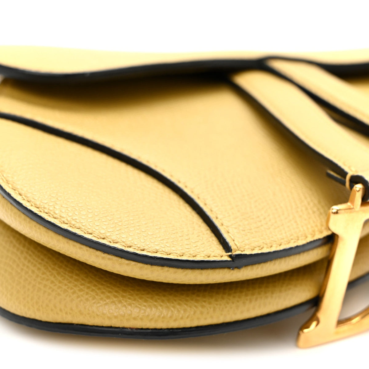Grained Calfskin Mini Saddle Bag Beige