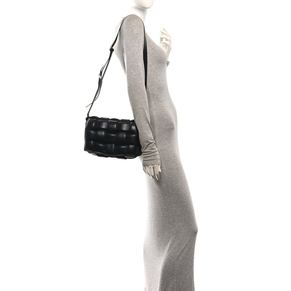 Nappa Maxi Intreccio Padded Cassette Crossbody Bag Black