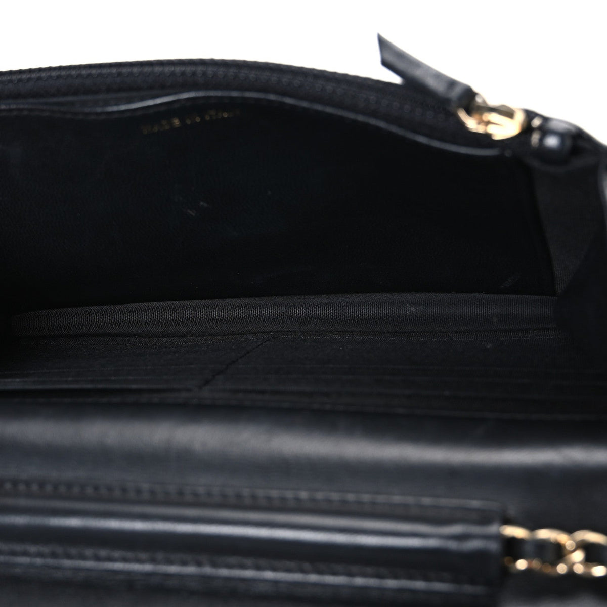 Lambskin Camellia Wallet on Chain WOC Black