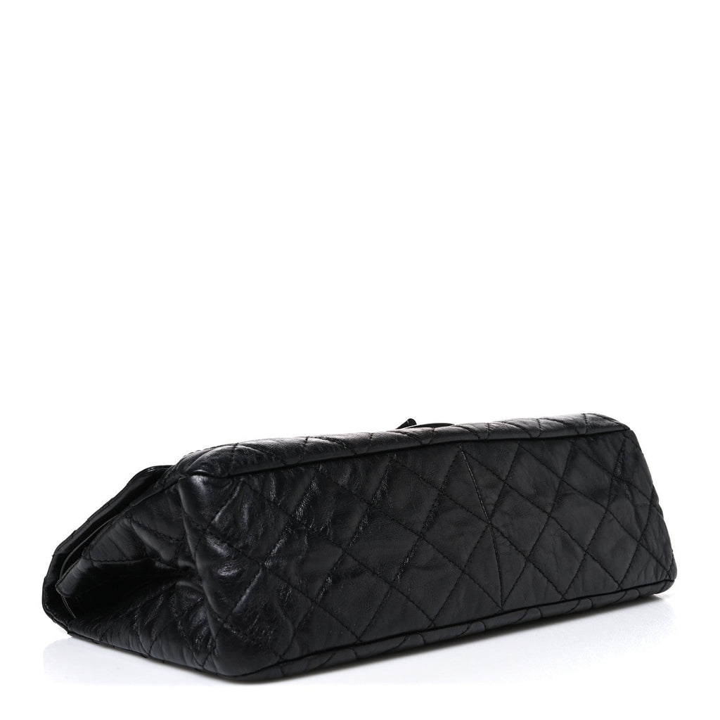 Metallic Aged Calfskin Quilted 2.55 Reissue 227 Flap So Black