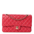 Caviar Quilted Medium Double Flap Dark Pink