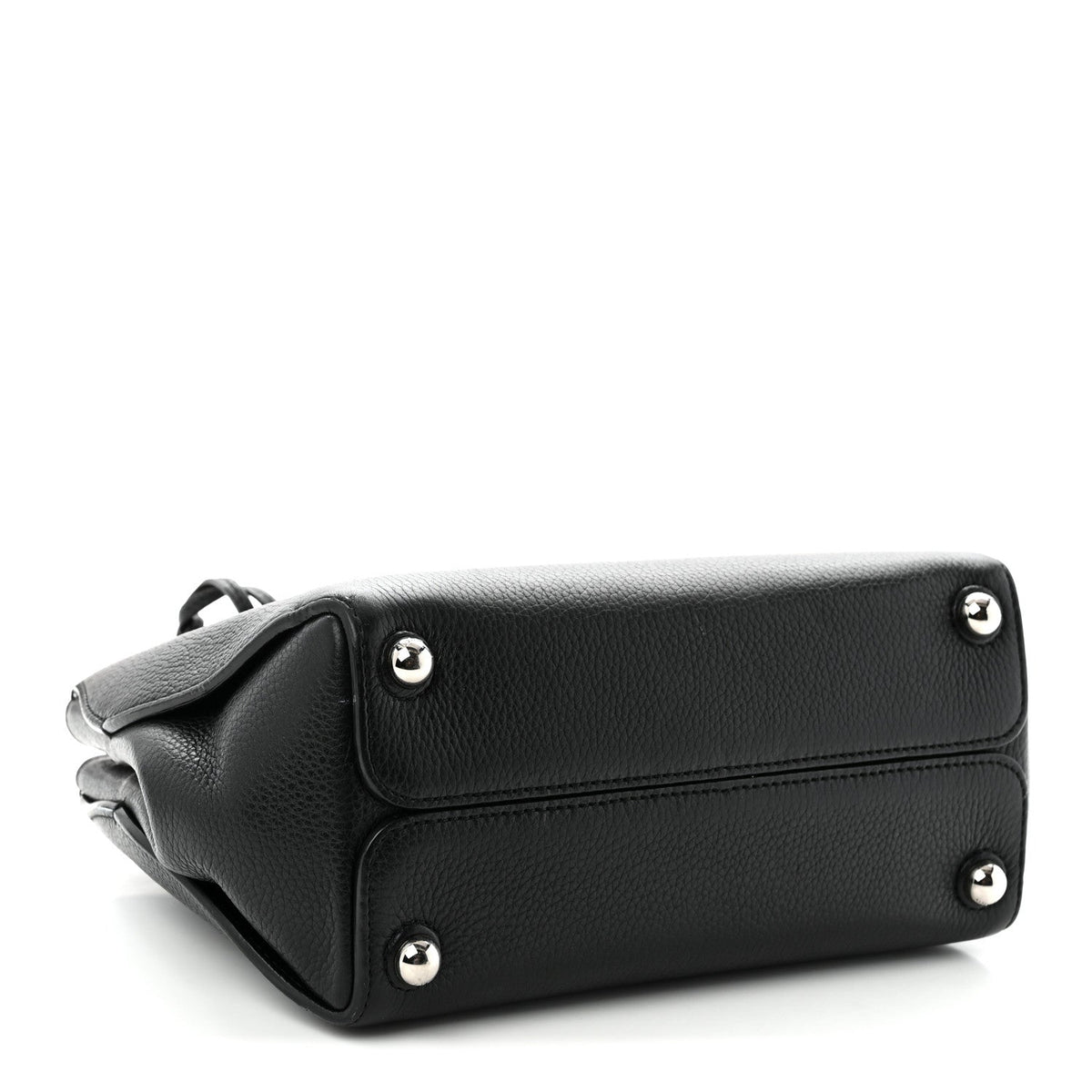 Grained Calfskin Small Open Bar Tote Black