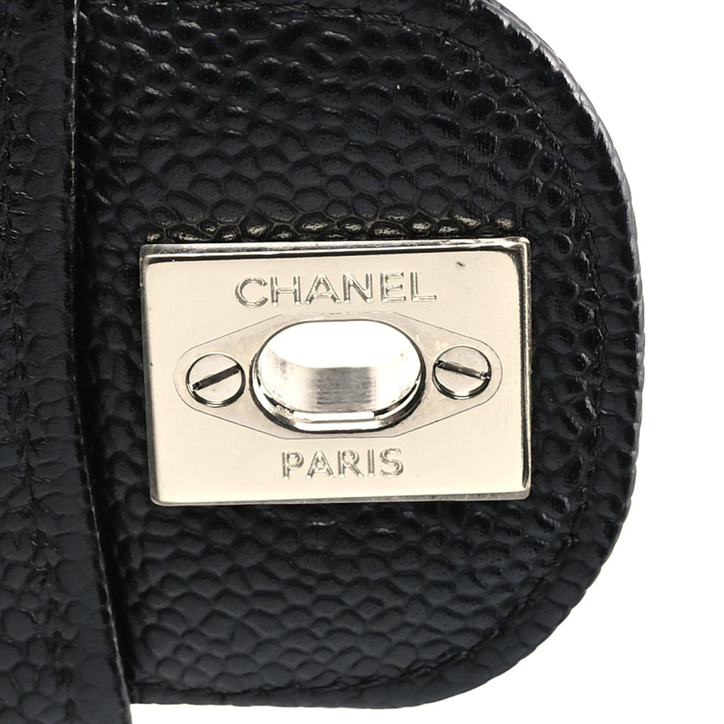 Caviar Quilted Medium Double Flap Black