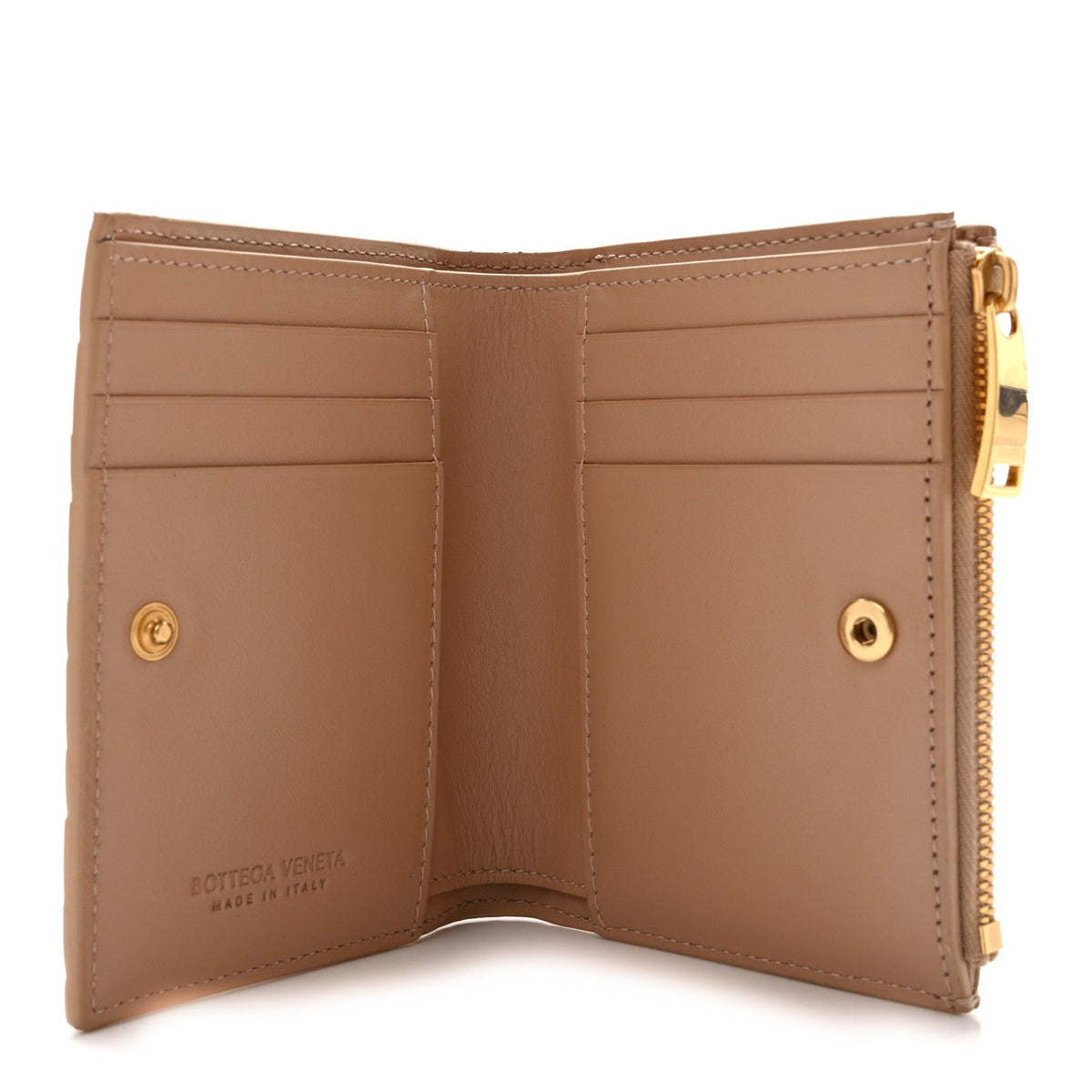 Nappa Intrecciato Small Bi-fold Zip Wallet Porridge