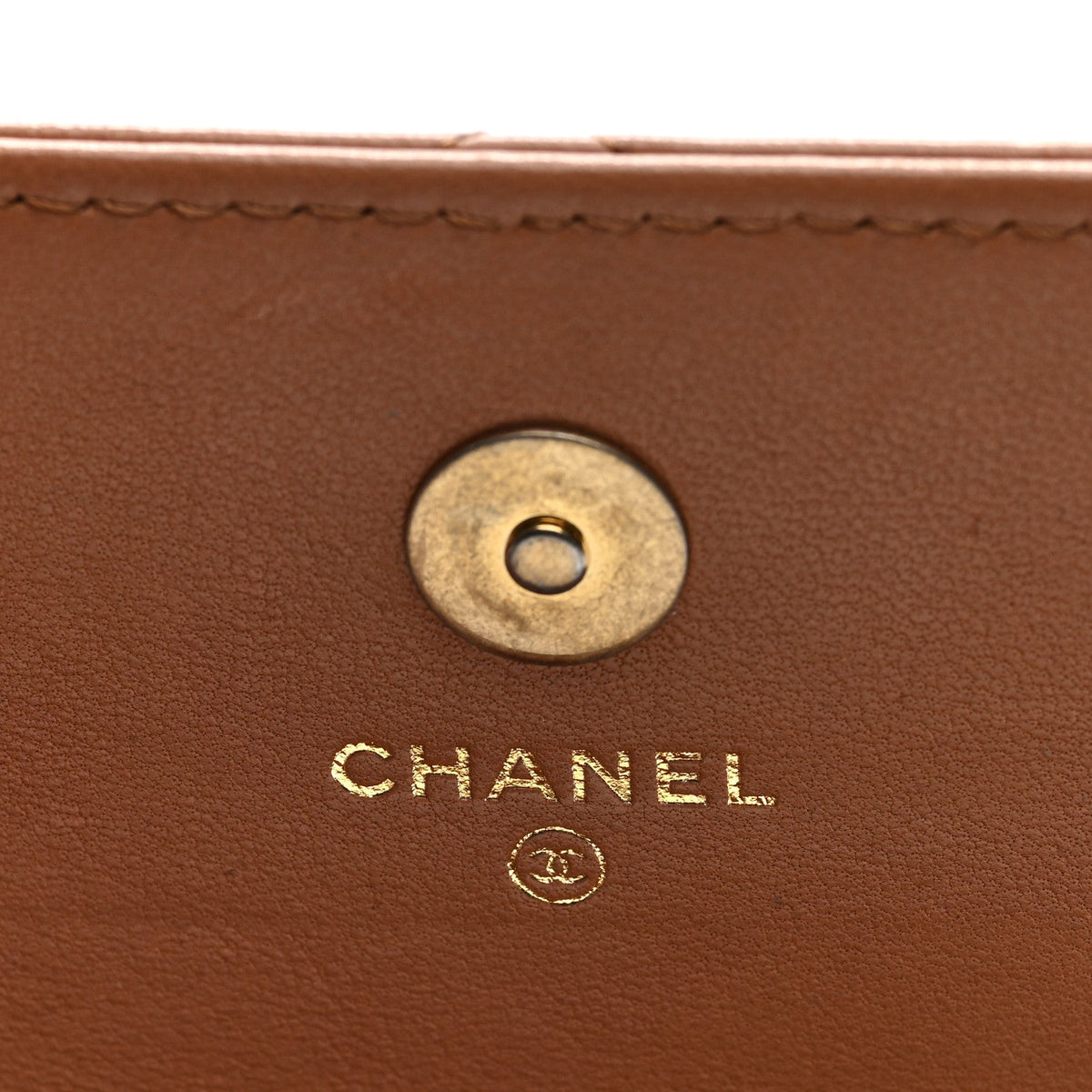 Lambskin Quilted Chanel 19 Flap Phone Holder With Chain Brown