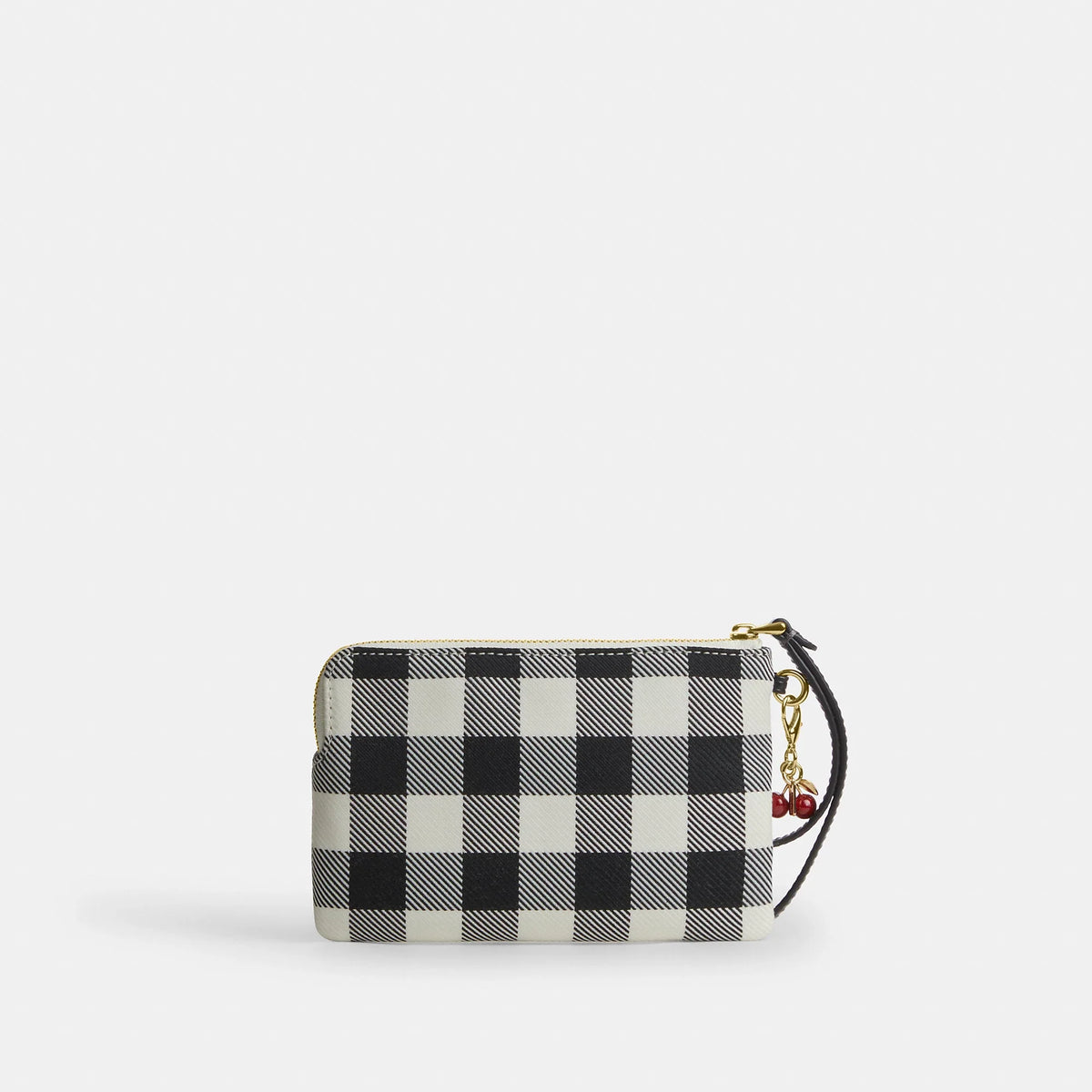 Coach Outlet Corner Zip Wristlet With Gingham Print And Charm