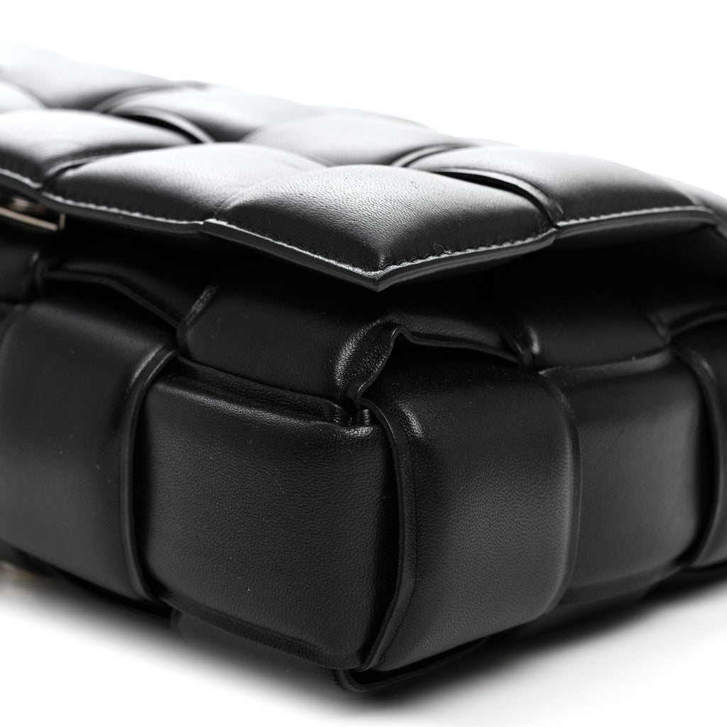 Lambskin Maxi Intreccio Padded Chain Cassette Crossbody Bag Black