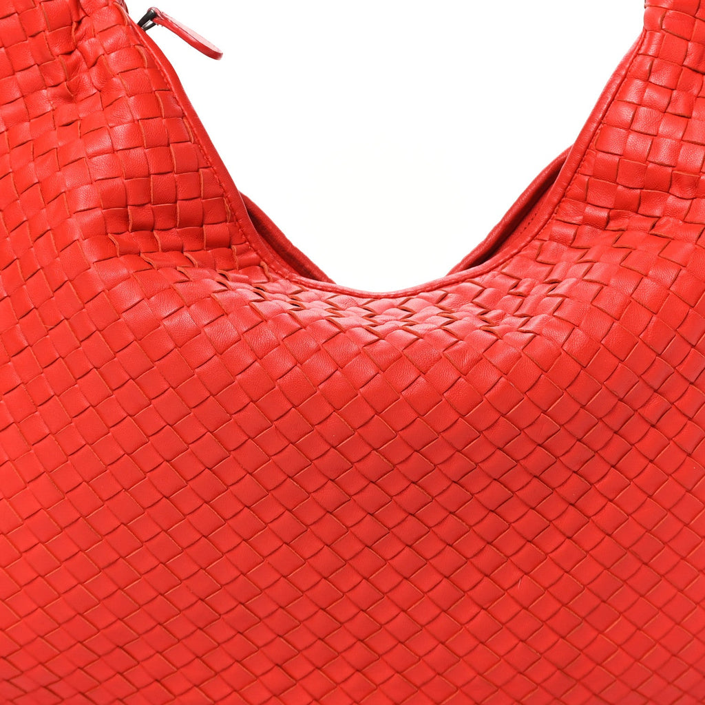 Nappa Intrecciato Large Veneta Hobo Red