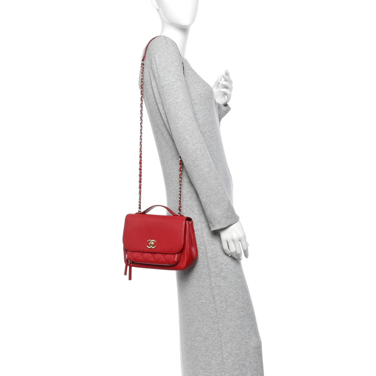 Caviar Quilted Medium Business Affinity Flap Red