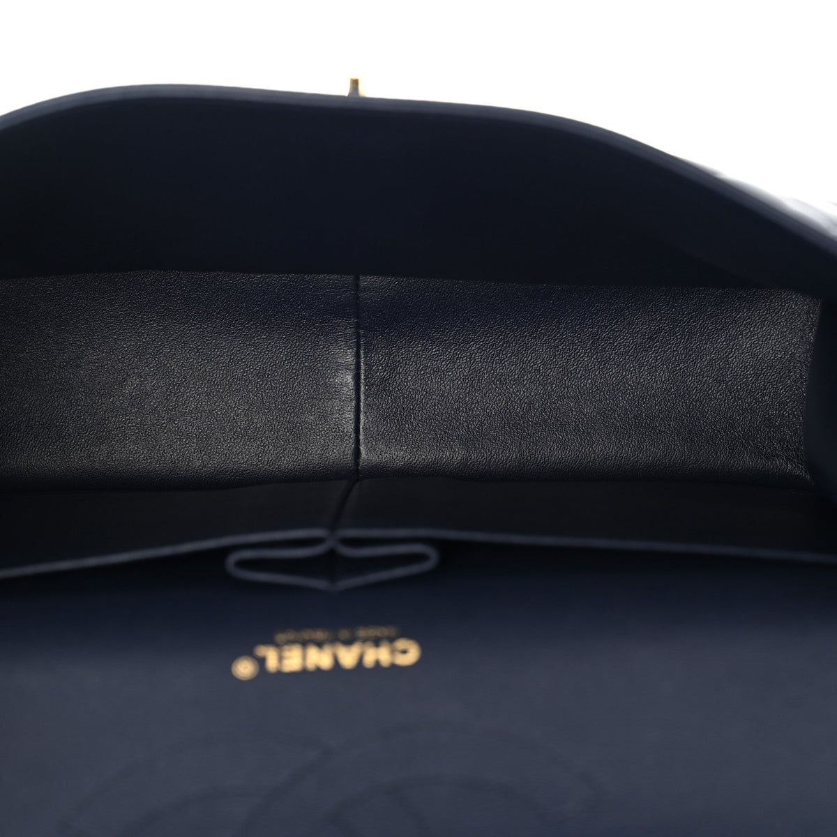 Lambskin Quilted Jumbo Double Flap Navy