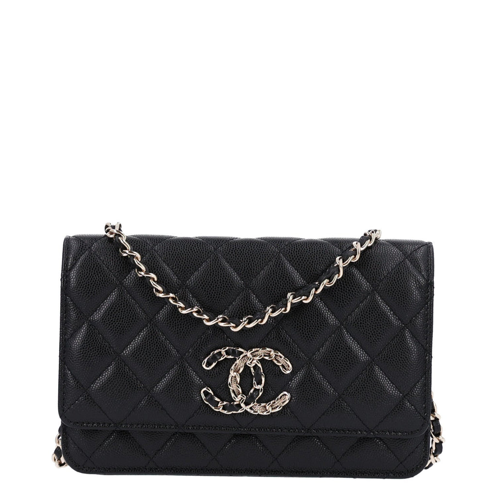 Caviar Quilted French New Wave Chain CC Wallet On Chain WOC Black