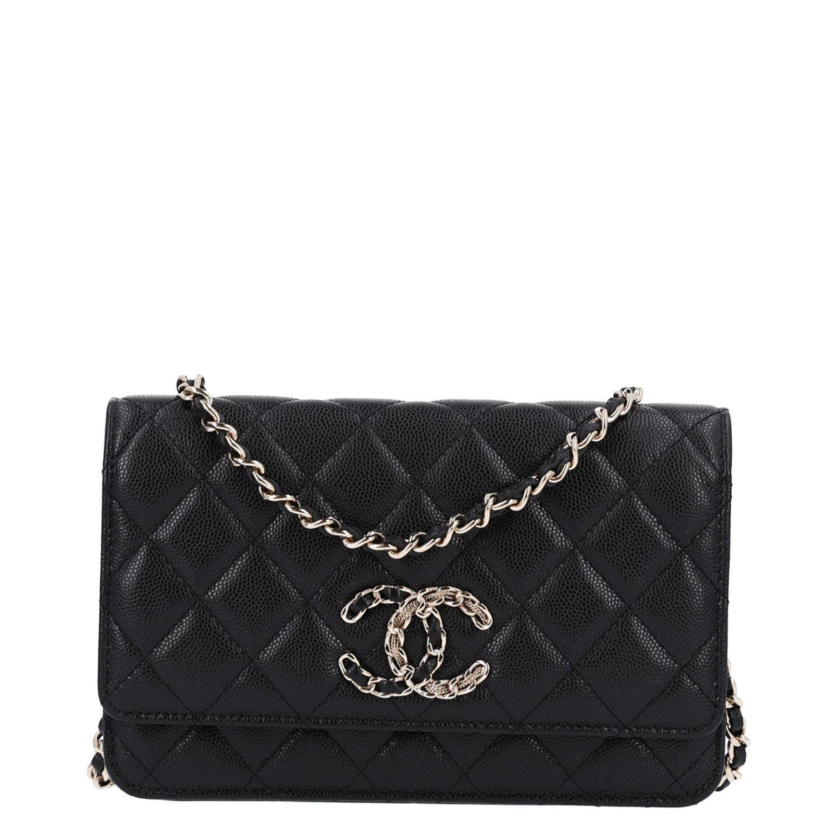 Caviar Quilted French New Wave Chain CC Wallet On Chain WOC Black