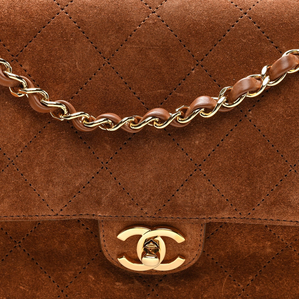 Suede Calfskin Small Souplissimo Maxi Flap Camel