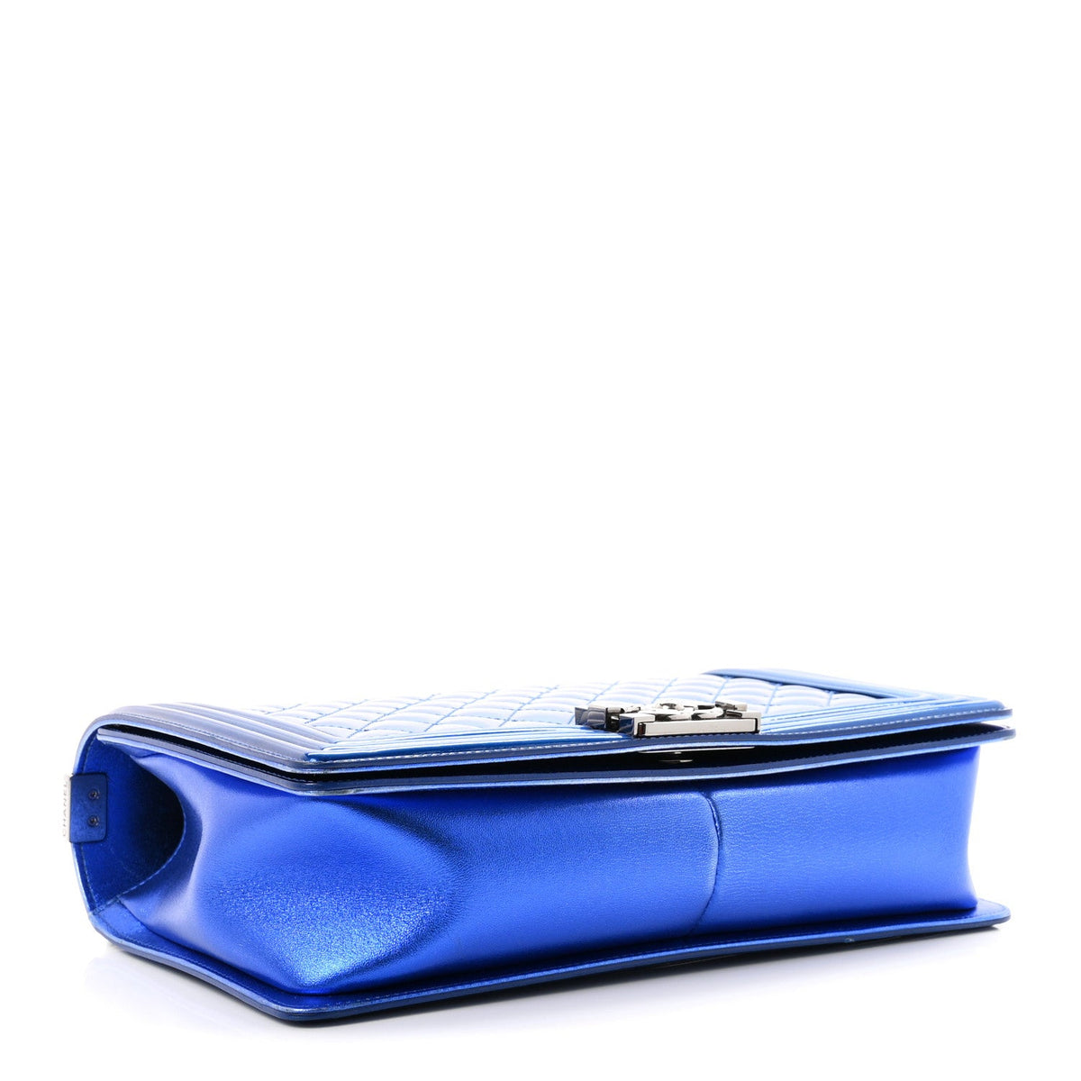 Metallic Patent Quilted New Medium Boy Flap Blue