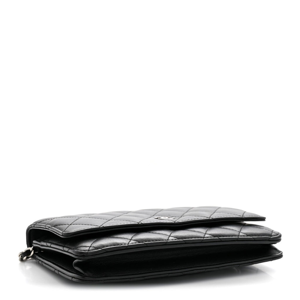 Lambskin Quilted Wallet On Chain WOC Black