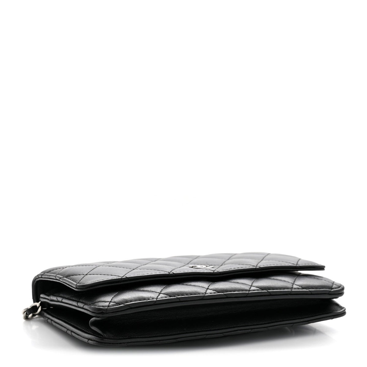 Lambskin Quilted Wallet On Chain WOC Black