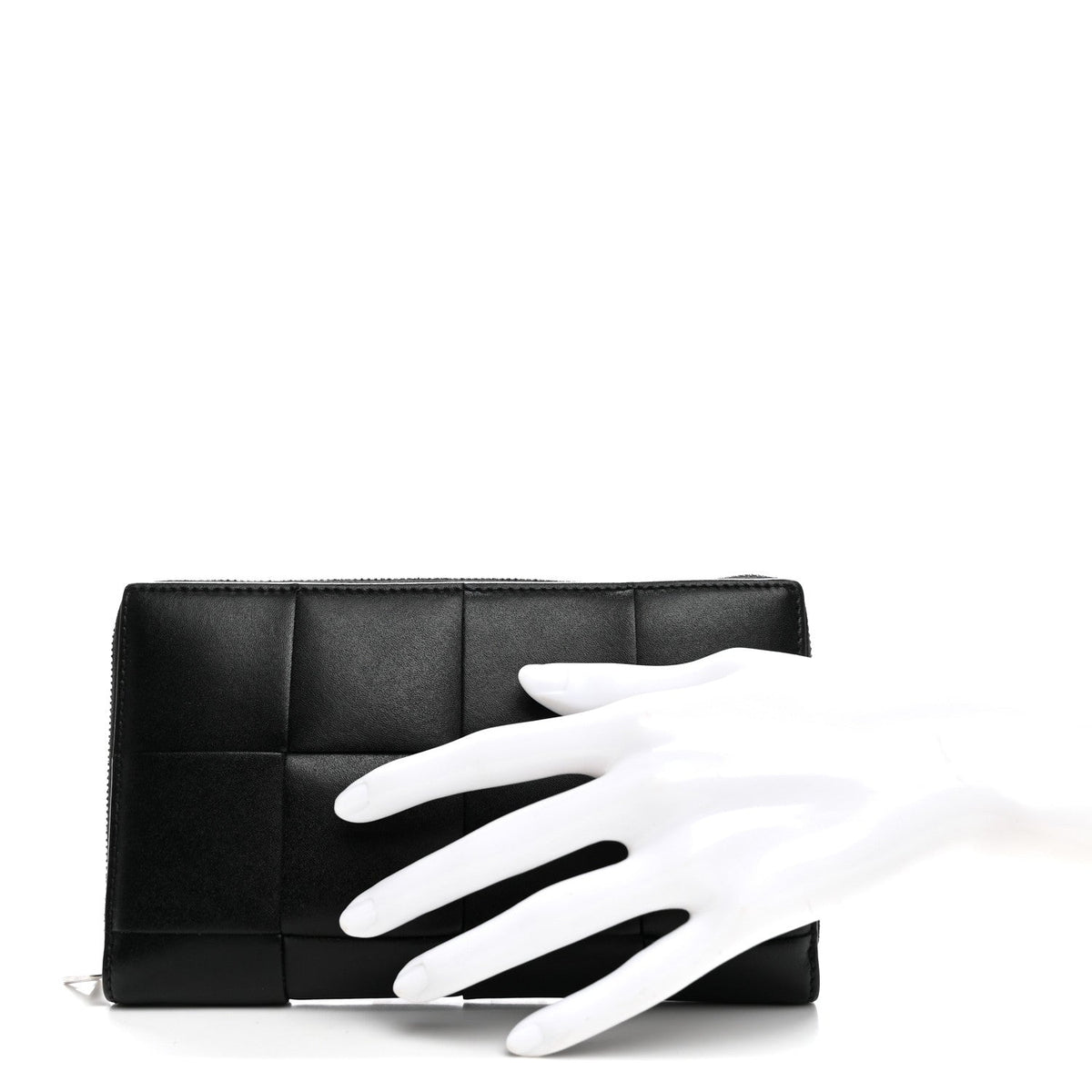 Nappa Maxi Intrecciato Medium Cassette Bifold Zip Wallet Black