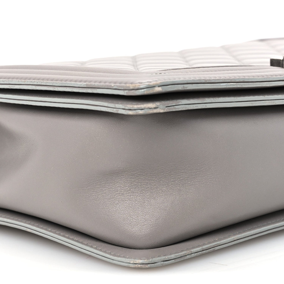 Lambskin Quilted Large Boy Flap Grey