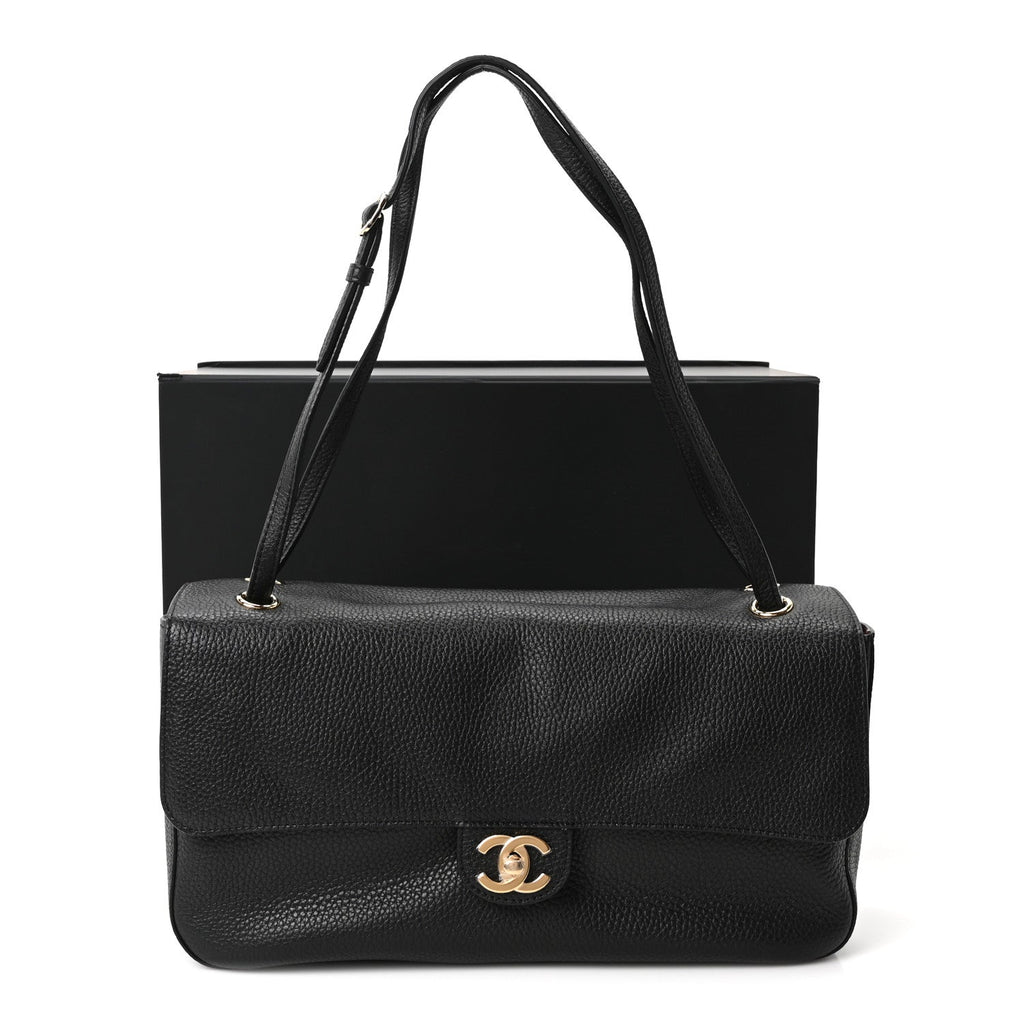 Grained Calfskin Small Souplissimo Maxi Flap Black