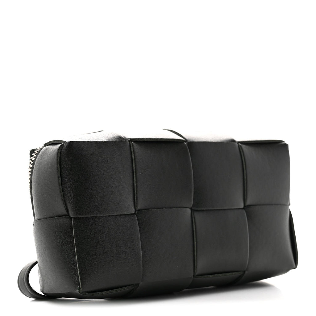 Nappa Maxi Intrecciato Cassette Wristlet Pouch Dark Moss