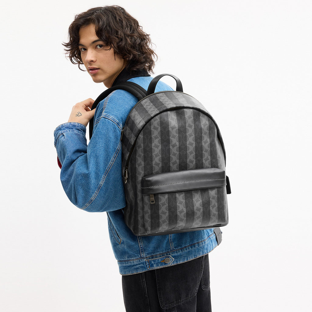 Coach Outlet Taylor Backpack In Signature Canvas With Stripes