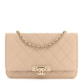 Caviar Quilted Golden Class Wallet On Chain WOC Beige