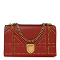 Calfskin Studded Diorama Flap Bag Red