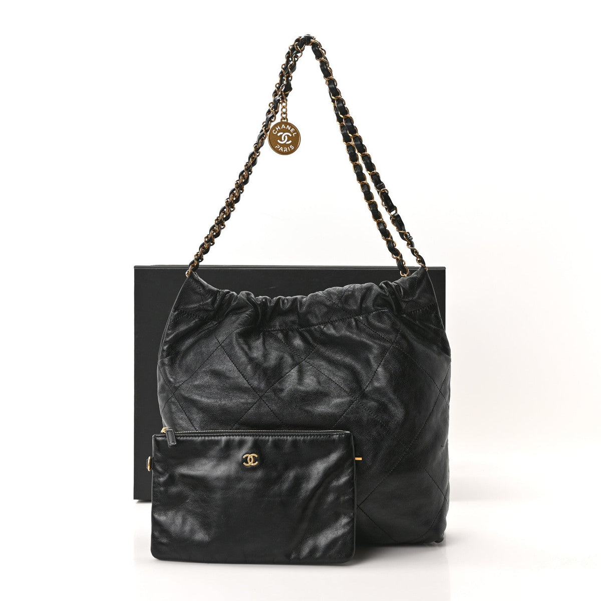Calfskin Quilted Small Chanel 22 Black