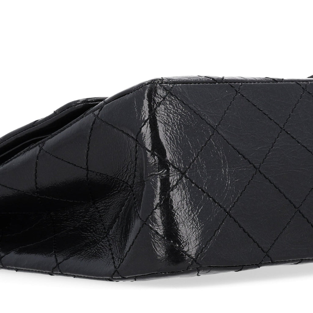 Glazed Aged Calfskin Quilted 2.55 Reissue 227 Flap  So Black