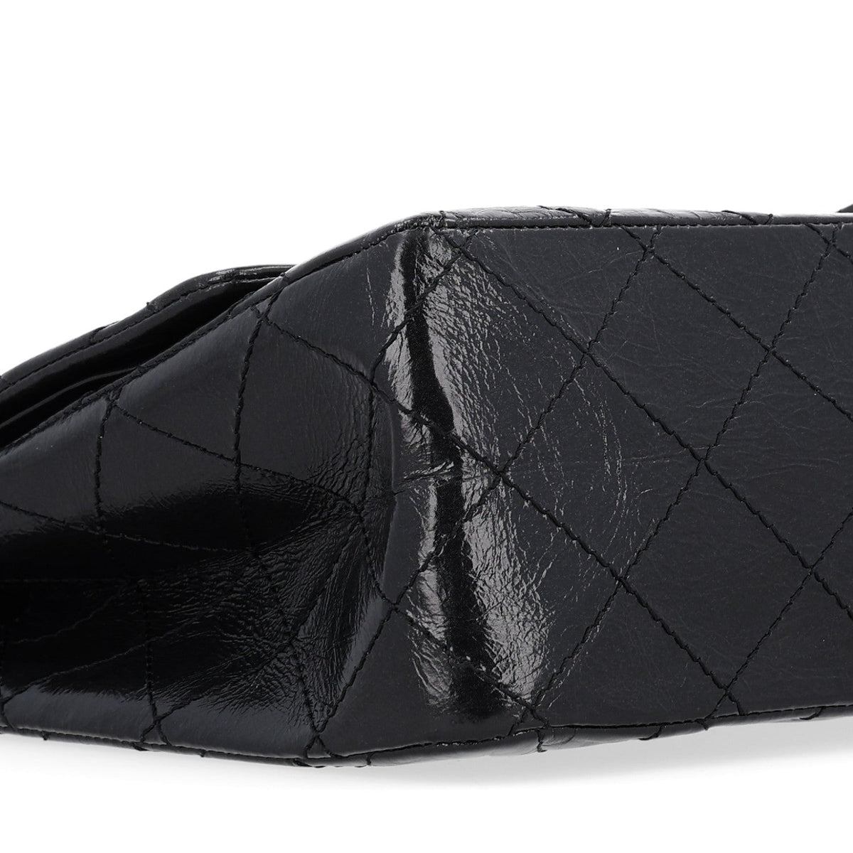Glazed Aged Calfskin Quilted 2.55 Reissue 227 Flap  So Black