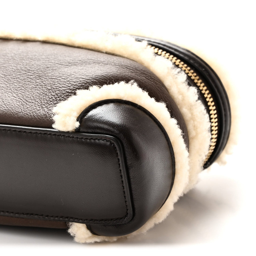 Calfskin Shearling Bang Bang Vanity Case Light Brown Teddy