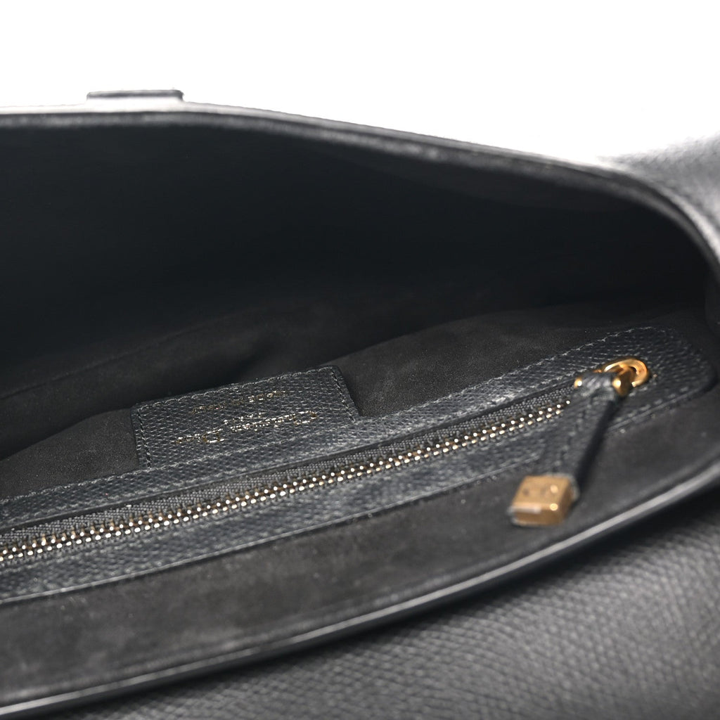 Grained Calfskin Saddle Bag Black