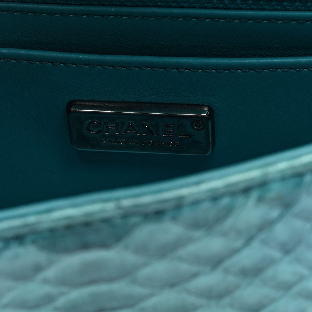 Snakeskin Mini Rectangular Flap Blue