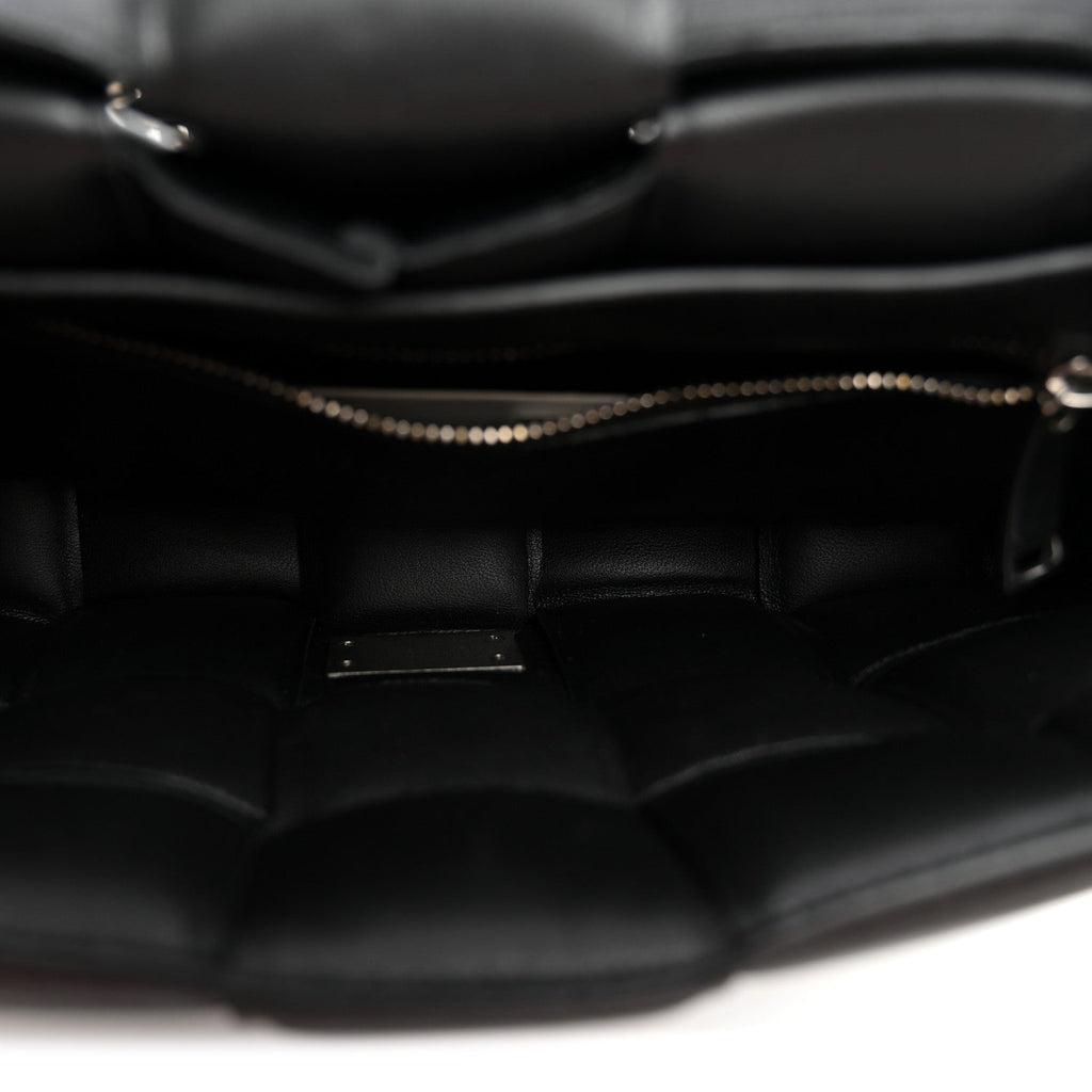 Lambskin Maxi Intreccio Padded Chain Cassette Crossbody Bag Black