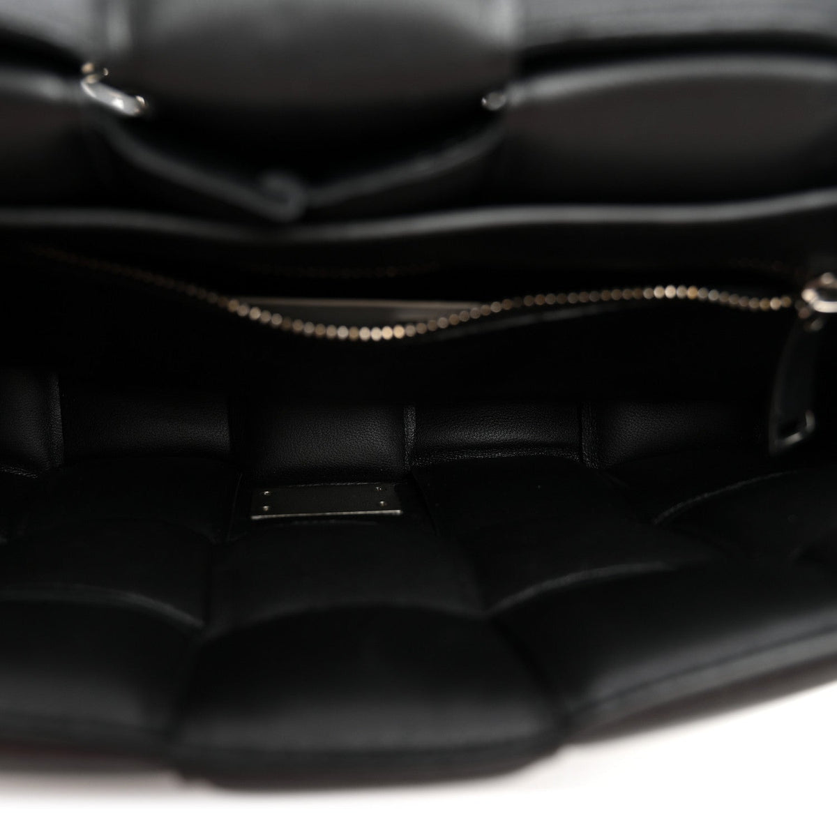 Lambskin Maxi Intreccio Padded Chain Cassette Crossbody Bag Black