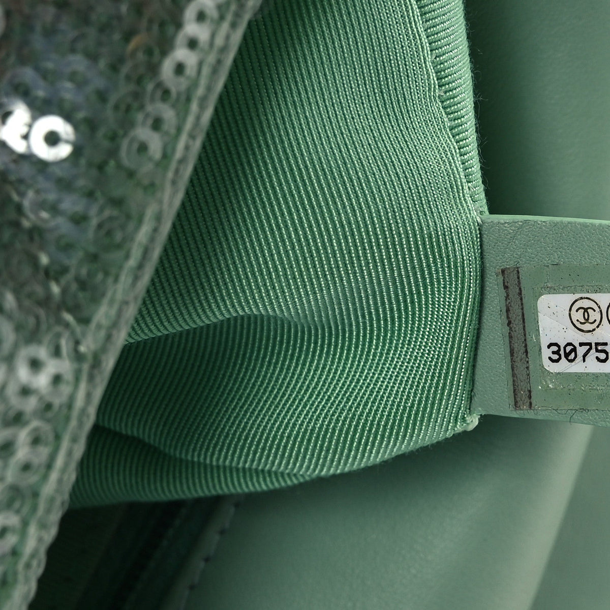 Sequin Quilted Medium Chanel 19 Flap Light Green
