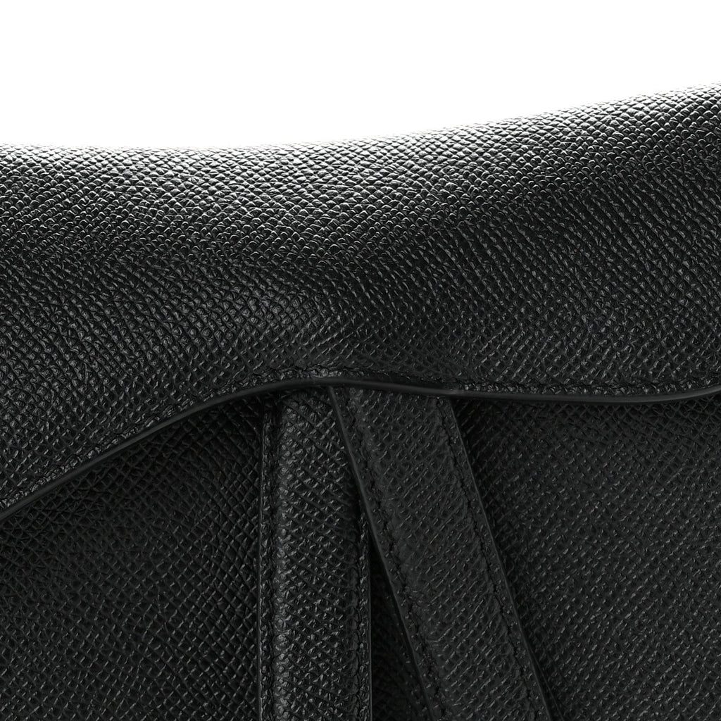 Grained Calfskin Mini Saddle Bag Black