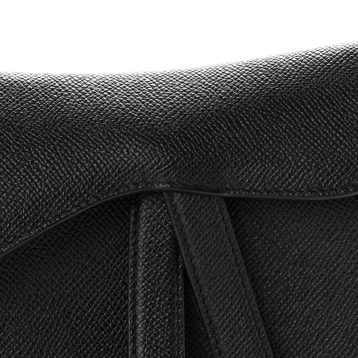 Grained Calfskin Mini Saddle Bag Black