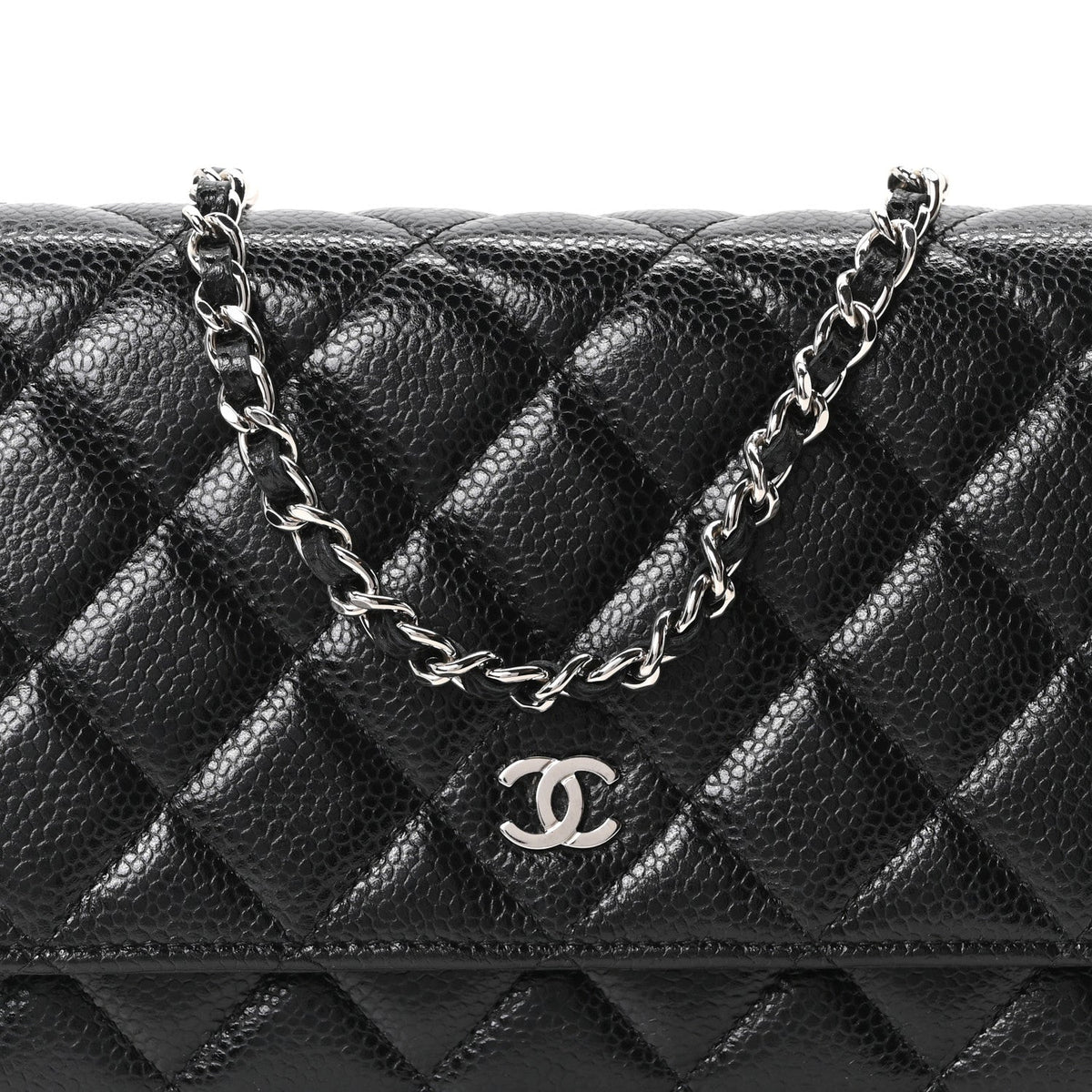 Caviar Quilted Wallet on Chain WOC Black