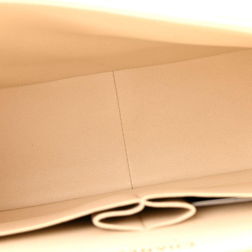 Caviar Quilted Jumbo Double Flap Light Beige