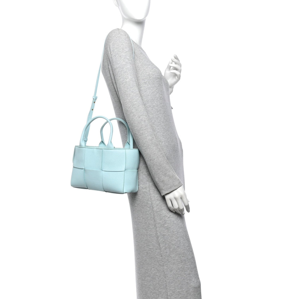 Grained Calfskin Maxi Intrecciato Mini Arco Tote Pale Blue
