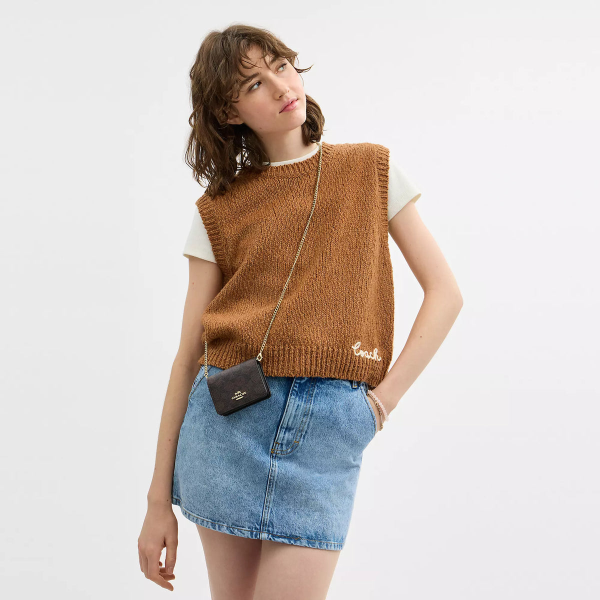 Coach Outlet Mini Wallet On A Chain In Signature Canvas