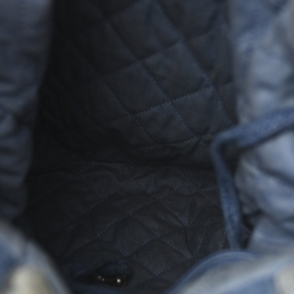 Denim Quilted Chanel 22 Backpack Blue