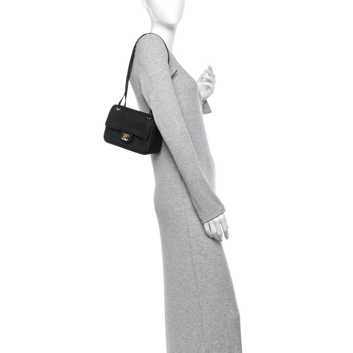 Grained Calfskin Mini Souplissimo Maxi Flap Black
